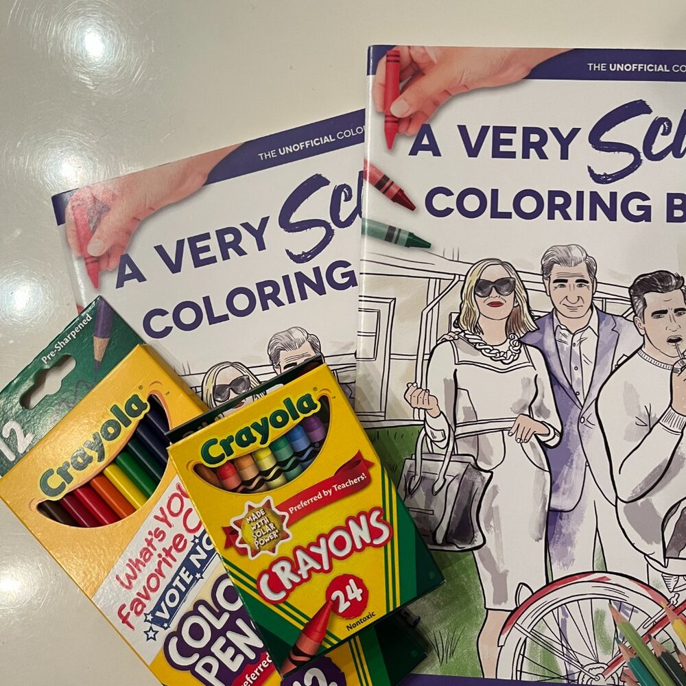 Schitt's‎ Creek Coloring Book Bundle with Crayons and Colored Pencils (h/x)